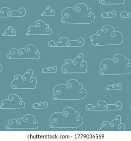 Cute cloud pattern. Vector Illustration of stylized, abstract clouds. Ideal for fabric, gift wraps, home decor and crafts.