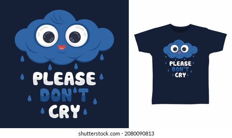 Cute cloud with rain cartoon tshirt design