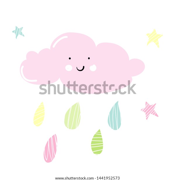 Cute Cloud Rain Hand Drawn Doodle Stock Vector (Royalty Free ...