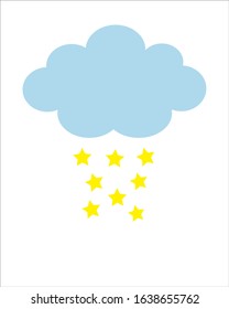 Cute cloud and rain Pattern, Falling star-shape yellow Background, Cloud and rain Love Cards Vector Stock Vector Illustration.