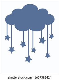 Cute cloud and rain Pattern, Falling star-shape Background, Cloud and rain Love Cards Vector Stock Vector Illustration.
