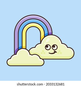 Cute Cloud with Rainbow Illustration