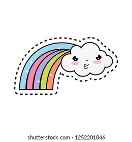 cute cloud with rainbow kawaii character