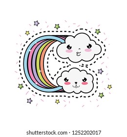 cute cloud with rainbow kawaii character