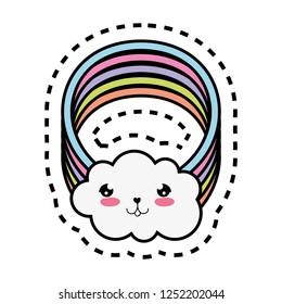 cute cloud with rainbow kawaii character