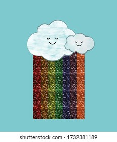 cute cloud rainbow kids print