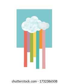 cute cloud rainbow kids print