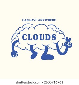 cute cloud retro cartoon character illustration