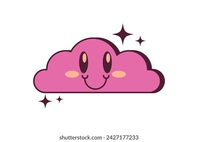 Diseño de pegatina retro de la nube linda