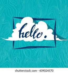 cute cloud says letterin hello. vector illustration.