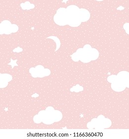 Cute Cloud Seamless Pattern Vector Background