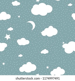 Cute Cloud Seamless Pattern Vector background