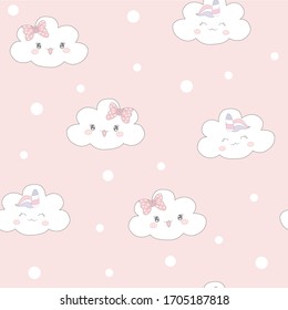 Cute cloud seamless pattern. vector illustration