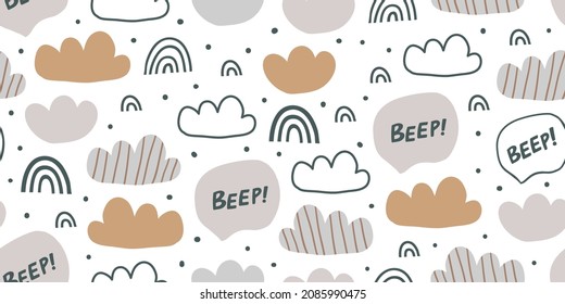 Cute Cloud Seamless Pattern Vector background