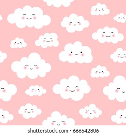  Cute Cloud Seamless Pattern Vector