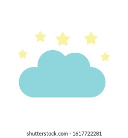 cute cloud sky with stars vector illustration design