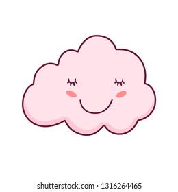 Cute cloud smiling cartoon on a white background