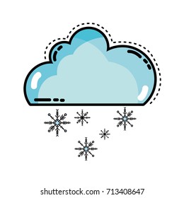 cute cloud with snow and cold weather