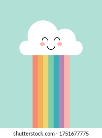 Cute cloud with straight rainbow poster