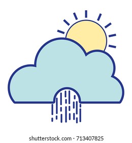 cute cloud with sun and raining natural weather