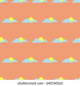 cute cloud and sun seamless pattern , background , pastel color , vector.