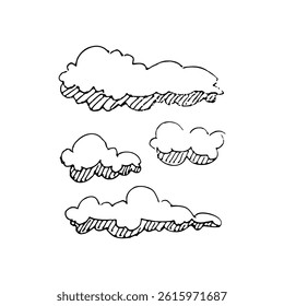 cute cloud vector illustration hand drawn black and white style