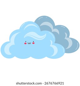 Cute Cloud Vector Illustration. Kawaii Cartoon Clouds for Kids Design.