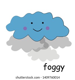 Ilustración vectorial de nube corta para niños, usar como pegatinas, afiches, tarjetas o pantalones T