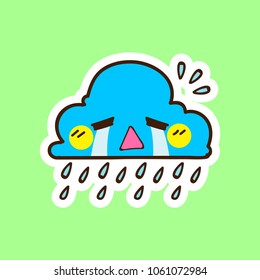 cute cloud vector sticker, cloud emoticon