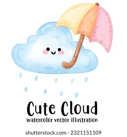 Cute Cloud, Watercolor Cloud, Cloudy, Thunder, Cloud watercolor