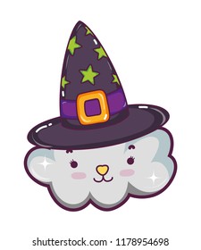 cute cloud with witch hat style