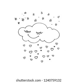 Cute cloud.Hand drawn card.