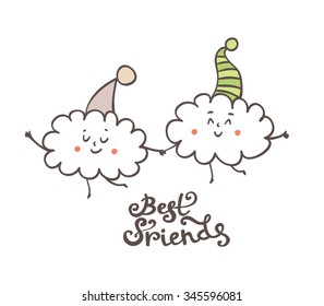 Cute clouds best friends