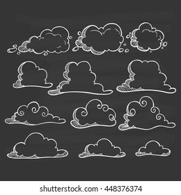 Cute clouds collection on chalkboard background