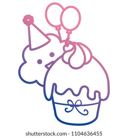 cute clouds with cupcake kawaii characters