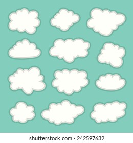 Cute clouds icon set. Hand draw illustration.