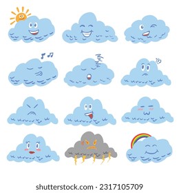 Cute Clouds Illustration Sets ,good for graphic design resources, children book, cover books, posters, pamflets, stickers and more.