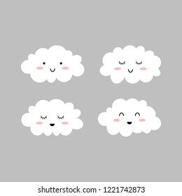 Cute clouds. Isolated on grey. Cloud icons. Vector Cute clouds. Isolated on grey. Cloud icons. Vector