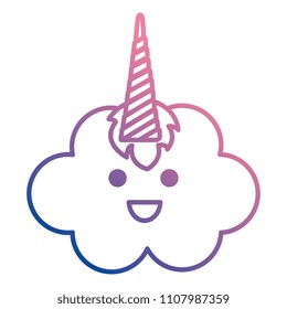 cute clouds with party hat kawaii characters