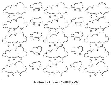 Cute clouds Pattern, Cartoon Vector Illustration, Nursery Background for Kid