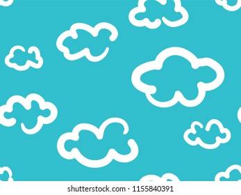 Cute Clouds Pattern. Endless Vector.