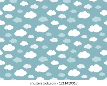 Cute Clouds Pattern. Endless Vector.