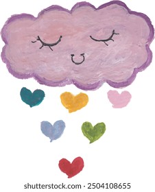 Cute clouds rain rainbow watercolor illustration clipart vector nursery room decor