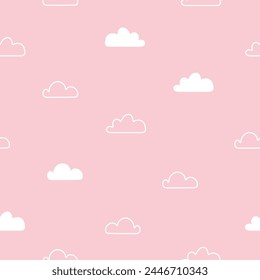 Cute clouds seamless pattern, cartoon background