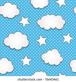 Cute clouds seamless pattern, clipping mask used, eps10 vector illustration