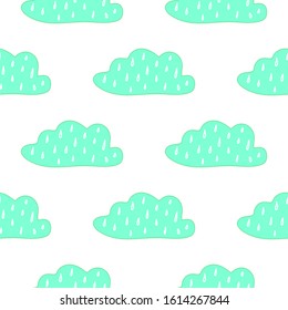 Cute clouds seamless pattern in Scandinavian style isolated on white background. Vector stock illustration. 