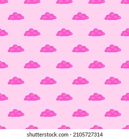 Cute clouds seamless pattern. Stylized children ornament. Repeated texture in doodle style for fabric, wrapping paper, wallpaper, tissue. Vector illustration.