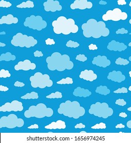 Cute clouds seamless pattern. Wrapping paper or banner template. Baby's room