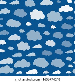 Cute clouds seamless pattern. Wrapping paper or banner template. Baby's room