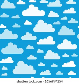 Cute clouds seamless pattern. Wrapping paper or banner template. Baby's room